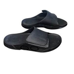 OOFOS OOahh Sport Flex Sandal Matte Black Recovery Slides M16 W18‎ EU 49
